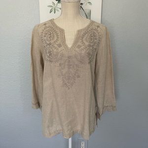 Edward Women’s 100% Irish Linen Embroidered Blouse size M